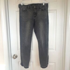 Liverpool Women's Gray Studded Jeans with Zipper Hem Sz 8/29 Gently Loved